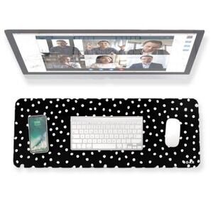 SOAR Tech Elevated Desk Pad Black‎ & White Polka Dot 31.5″ x 11.8″ FabFitFun NEW